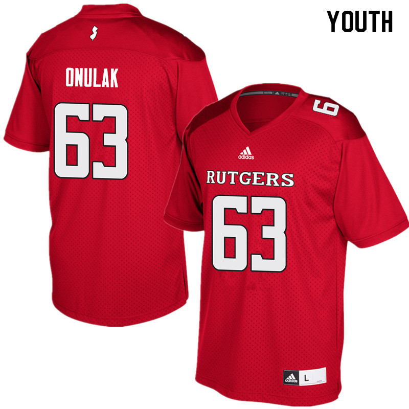 Youth #63 Jim Onulak Rutgers Scarlet Knights College Football Jerseys Sale-Red